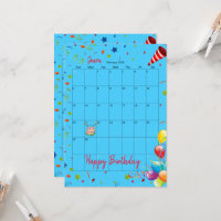 2022 Calendar February Happy Birthday Invitation 