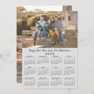 2022 Calendar Grey 2 Custom Photos Happy New Year Holiday Card