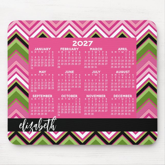 2022 Calendar - huge colourful chevron pattern Mouse Pad (Front)