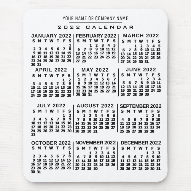 2022 Calendar (See Description for New Version)  Mouse Pad (Front)
