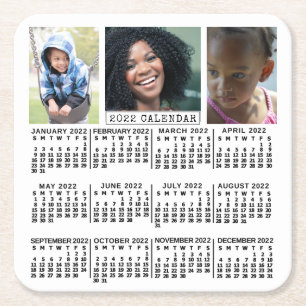2022 Calendar (See Description for New Version)  Square Paper Coaster