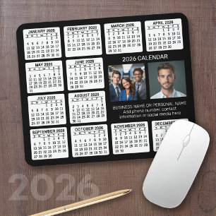 2022 Calendar with 2 Photos and Text - Black White Mouse Pad