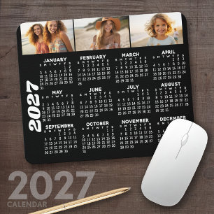 2022 Calendar with 3 Photo Collage - black Mouse P Pad