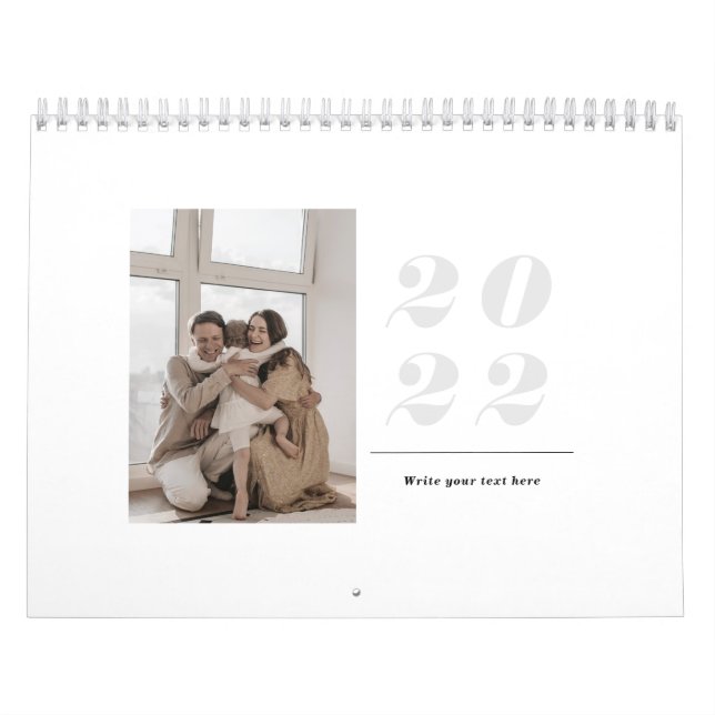 2022 clean minimalist simple modern stylish photo calendar (Cover)