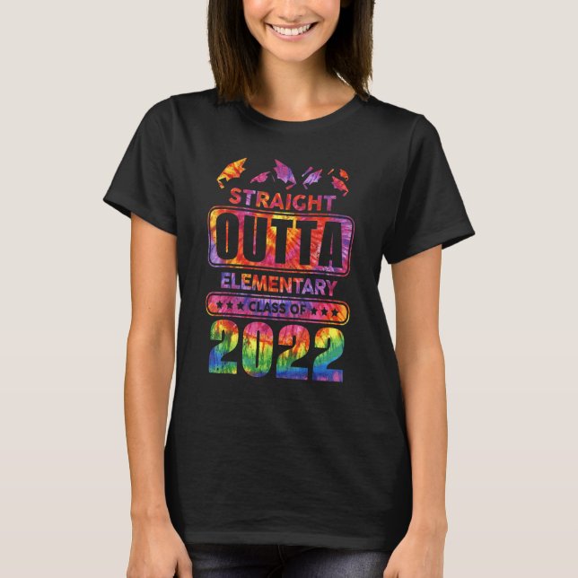 2022 Elementary Graduation Grad Senior Tie Dye Hip T-Shirt (Front)