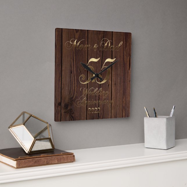 2022 Emerald Wedding 55th Anniversary Parents Square Wall Clock (Office)
