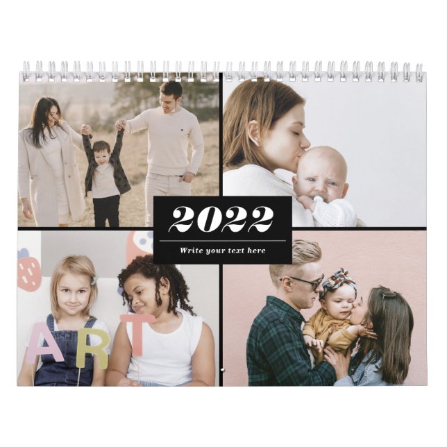 2022 Family Photo Collage Modern Simple Elegant  Calendar (Cover)