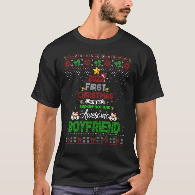 2022 First Christmas With My Smokin Hot And Boyfri T-Shirt (Front)