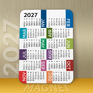 2022 Full Year View Calendar - fun and colourful Magnet