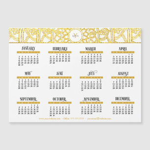 2022  Gold Lotus Monogram Business Calendar 