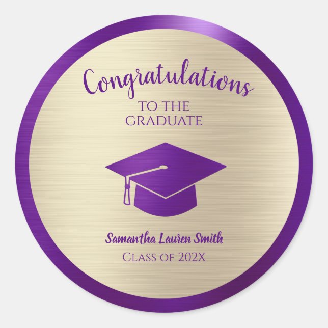 2022 Graduation Congratulations Graduate Gold Classic Round Sticker (Front)