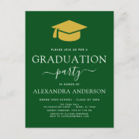 2022 Graduation Party Green Gold Modern Elegant In