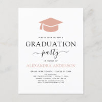 2022 Graduation Party Pink Elegant Black White Inv