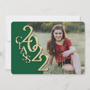 2022 Green and Gold Graduation with Photo Invitation