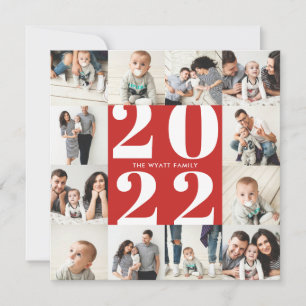 2022 Holiday 12 Photo Collage Grid Card