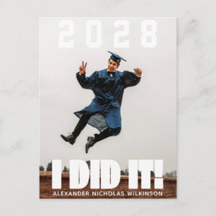 2022 I DID IT Bold Script Fun Photo Graduation Invitation Postcard
