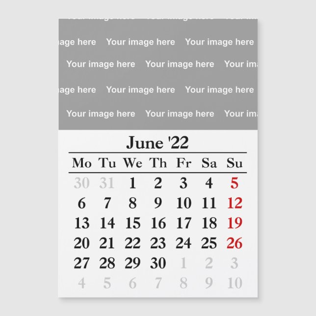 2022 June calendar Magnetic card (Front)