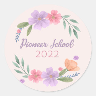 2022 JW Pioneer School - pastel pink and purple Classic Round Sticker