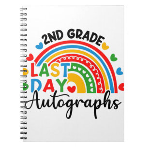 2022 Last Day Autograph School 2nd Grade Rainbow G Notebook