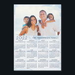 2022 Magnetic Calendar Family Photo Pastel Blue<br><div class="desc">This blue 2022 magnetic calendar is easy to personalise with the family name and custom photo to create a unique present for loved ones. Click "Personalise this template" and change the photo to get the result with the same stylish frame-look edges around the picture. The 2022 magnetic photo calendar for...</div>