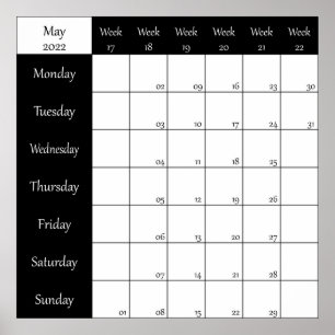 2022 May planner weel number Poster