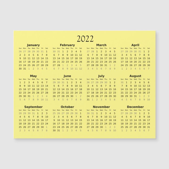 2022 Mini Calendar Magnetic Invitation (Front)