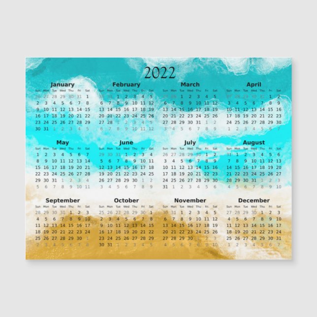 2022 Mini Calendar Magnetic Ocean Invitation (Front)