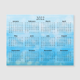 2022 Mini Calendar Magnetic Ombre Blue Invitation