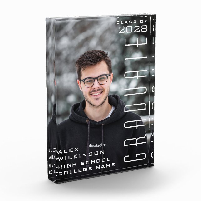 2022 Modern Script Guy Trendy Graduation Photo Block (Left)