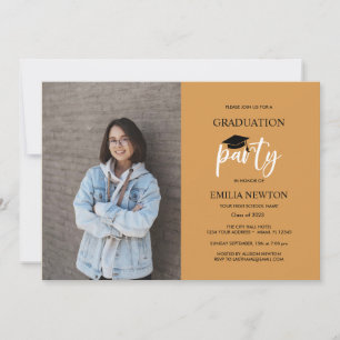 2022 Mustard black Photo Graduation Party Invitation