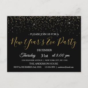 2022 New Year's Eve Party Glitter Sparkle Invite Postcard