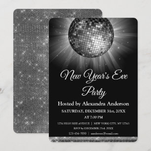 2022 New Year's Eve Party Silver Disco Ball Invitation