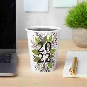 2022 New Years Eve  with Greenery Holiday Paper Cups