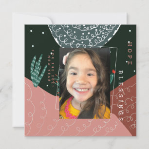 2022 New Years Hand Drawn Botanical Cactus Card