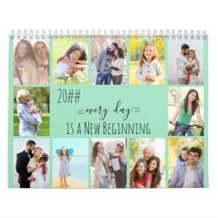 2022 Photo Collage Monthly Photo and Notes Seafoam Calendar