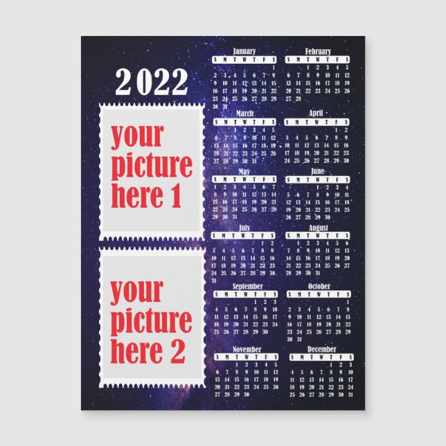 2022 Photo Personalised Calendar Fridge Magnet (Front)