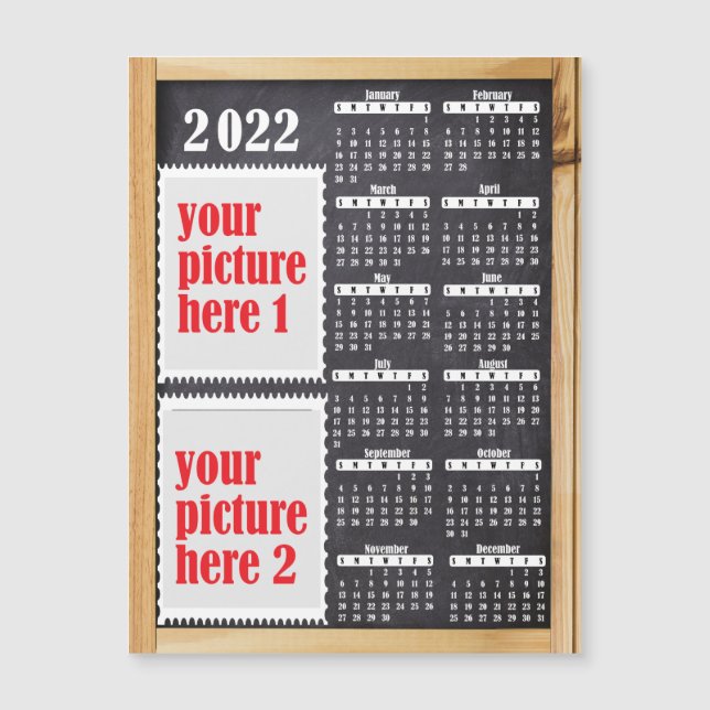 2022 Photo Personalised Calendar Fridge Magnet (Front)