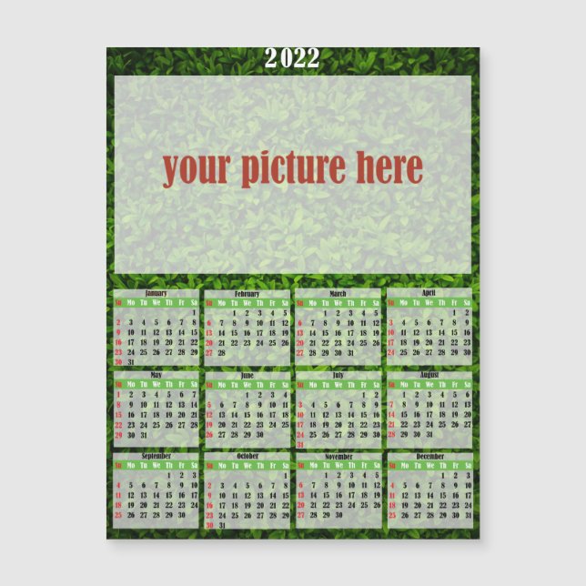 2022 Photo Personalised Fridge Magnet Calendar (Front)