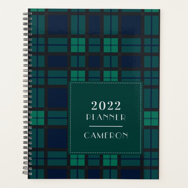 2022 Plaid Clan Blackwatch Tartan Green Chequered Planner (Front)