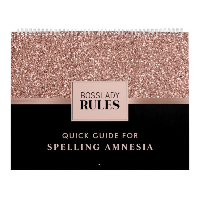 2022 Rose Gold Glitter Black Spelling Amnesia Calendar (Cover)