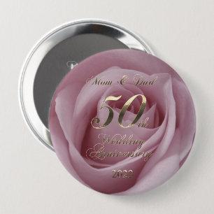 2022 Rose Golden Wedding 50th Anniversary Parents 10 Cm Round Badge