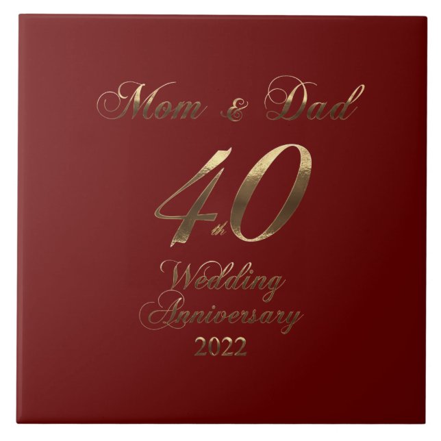 2022 Ruby Wedding 40th Anniversary Parents Tile (Front)