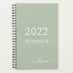 2022 Sage Green Girly Script Monogram Name Planner<br><div class="desc">2022 Sage Green Monogram Add Your Own Script Name 2022 Calendar Wedding Event Planner. This makes the perfect sweet 16 birthday,  wedding,  bridal shower,  anniversary,  baby shower or bachelorette party gift for someone that loves glam luxury and chic styles.</div>