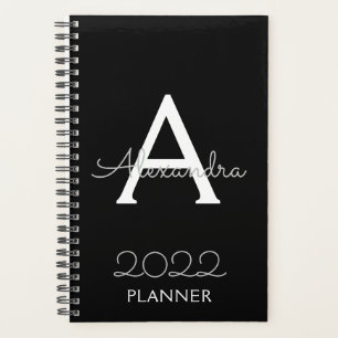 2022 Silver Black Monogram Elegant Planner