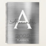2022 Silver Metallic Monogram Modern Planner<br><div class="desc">2022 Silver Metallic Monogram Name and Initial Spiral Notebook Planner. This makes the perfect sweet 16 birthday,  wedding,  bridal shower,  anniversary,  baby shower or bachelorette party gift for someone that loves glam luxury and chic styles.</div>