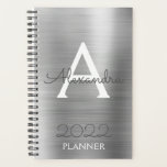 2022 Silver Metallic Monogram Modern Planner<br><div class="desc">2022 Silver Metallic Monogram Name and Initial Spiral Notebook Planner. This makes the perfect sweet 16 birthday,  wedding,  bridal shower,  anniversary,  baby shower or bachelorette party gift for someone that loves glam luxury and chic styles.</div>