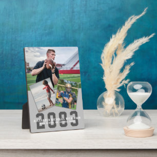 2022 Sporty Guy Modern Script 3 Photo Graduation  Plaque