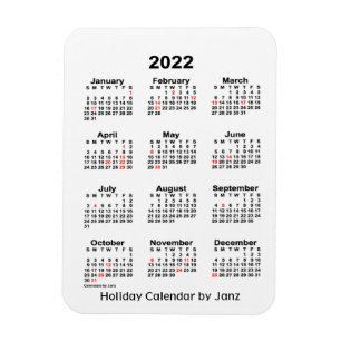 2022 White Holiday Calendar by Janz Magnet
