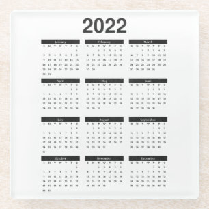2022 Year Monthly Calendar Square Coaster