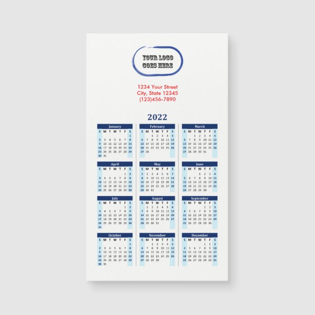 2022 Your Logo Branded Navy Calendar (Front)